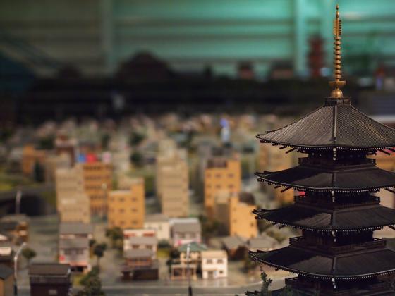 東寺と京都の町並みの模型
