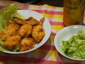 鶏の天ぷら 胸肉 と麦とホップ